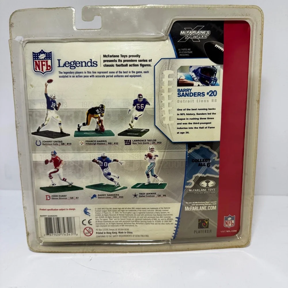 McFarlane  NFL Legends Series 1 Barry Sanders Detroit Lions Action Figure 2005